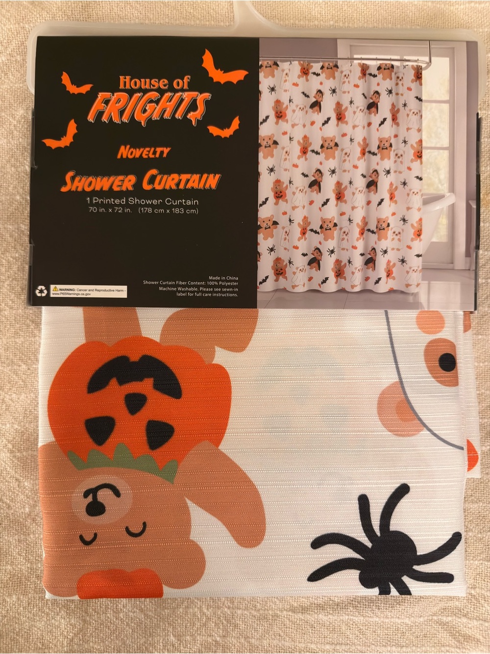 Orange Halloween Novelty Shower Curtain